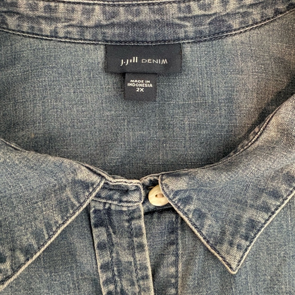 J. Jill Blue Denim Button-Up Shirt, 2X - Picture 9 of 13